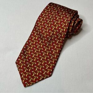 Robert Talbotts for Rode's Men's Italian Silk Tie. Made in USA. Red & Gold